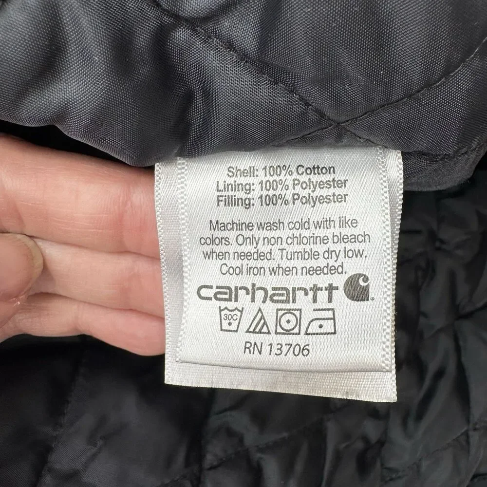 Carhartt Youth Medium 10–12 Brown Hooded Canvas Quilted Lined Jacket Coat EUC